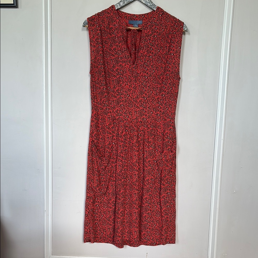 Anthropologie Odille Red/Orange Floral  Midi Dress - 8
